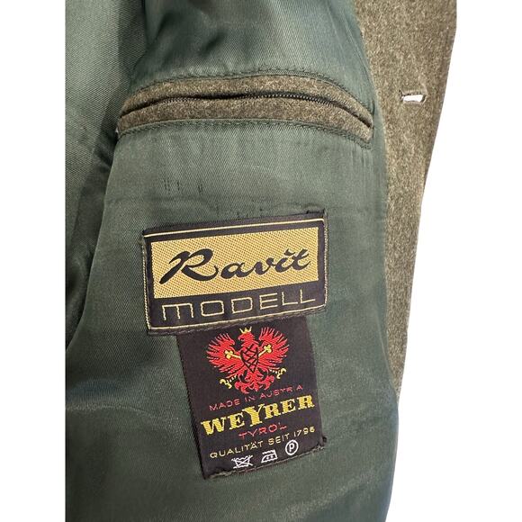 Weyrer Austria 'Ravit Modell' Wool Military Leather Patches Coat Jacket Green L - Picture 12 of 16